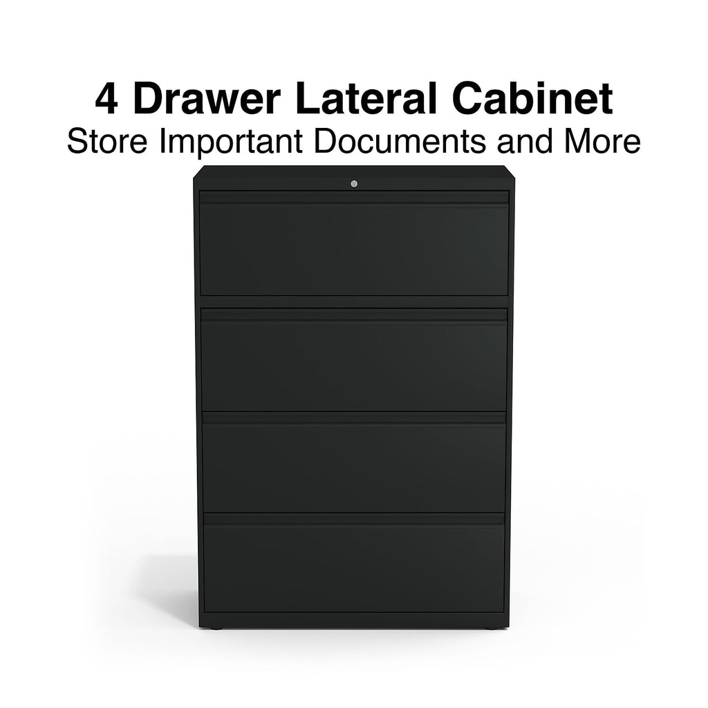 4 Drawer Black Lateral File Cabinet M322