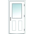 Primed Left Hand Outswing 1/2 Lite 2-Panel Clear Glass Steel Prehung Door 32"x80" D30468