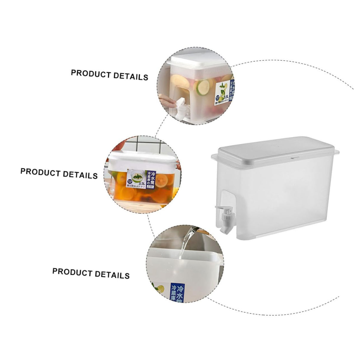 White 3.5L Water Jug with Faucet U723