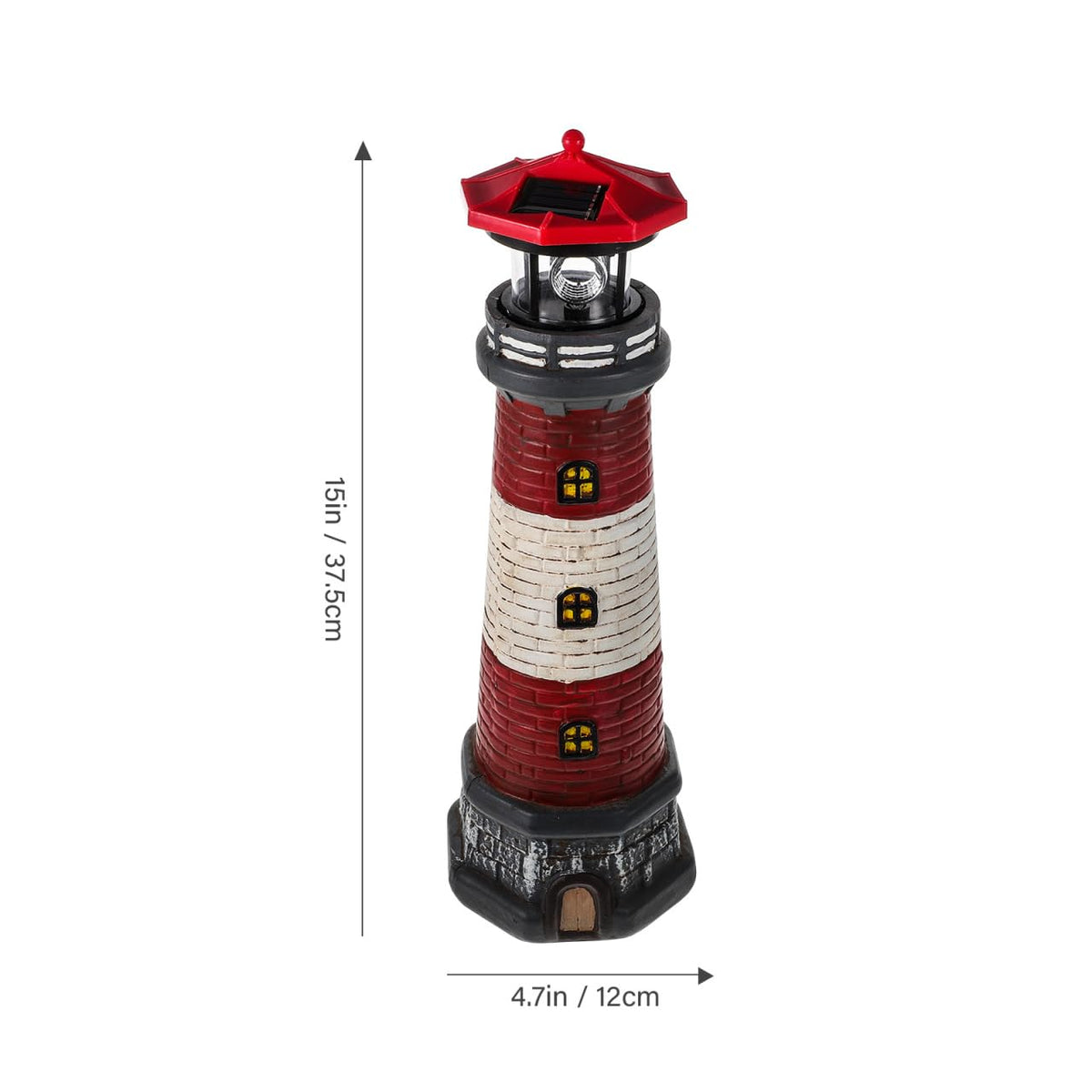 Solar Lighthouse with Rotating LED Lights 15 Inch Tall K359056