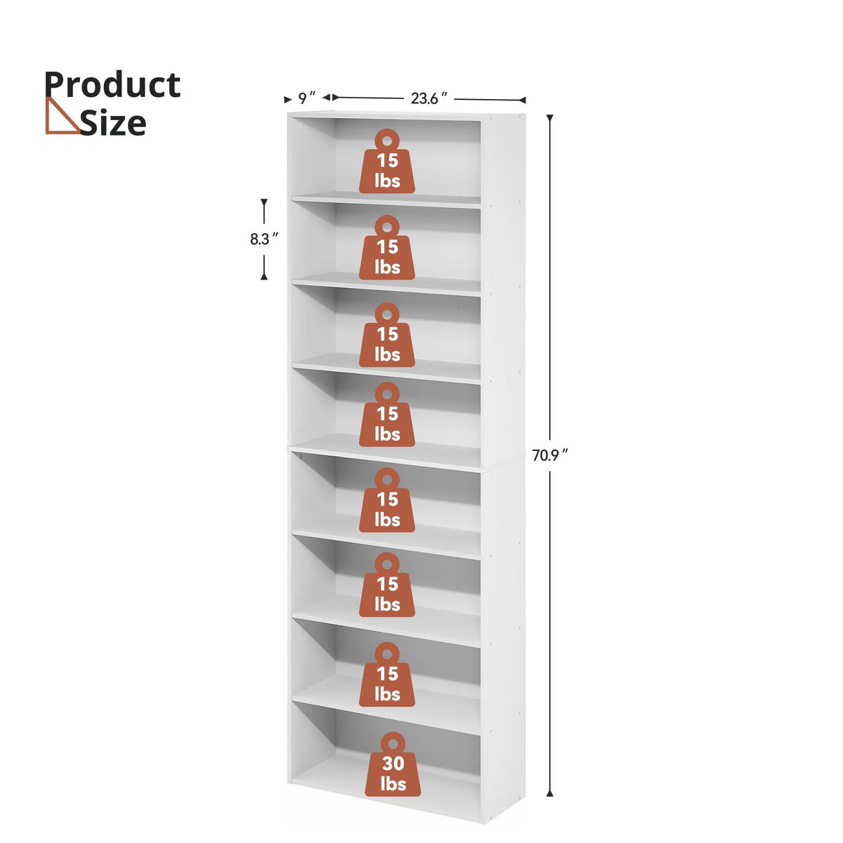 8 Tier White DVD Storage Shelf P593