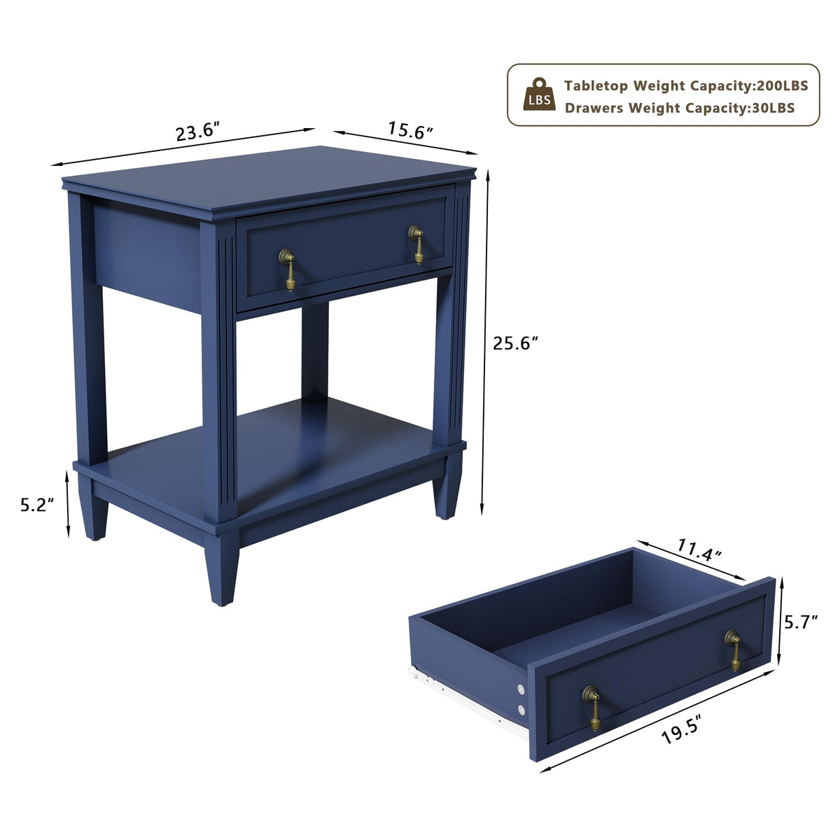 24 Inch Nightstand with Drawer and Open Shelf F22154