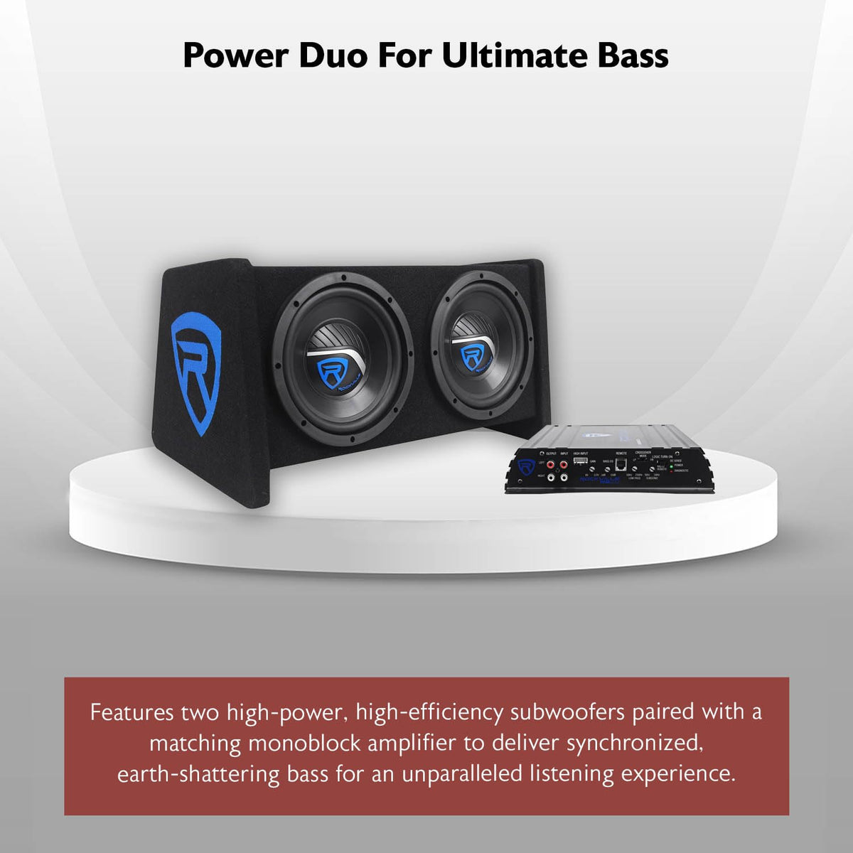Dual 8" Car Subwoofer Enclosure with Mono Amp & Wiring Kit U537056