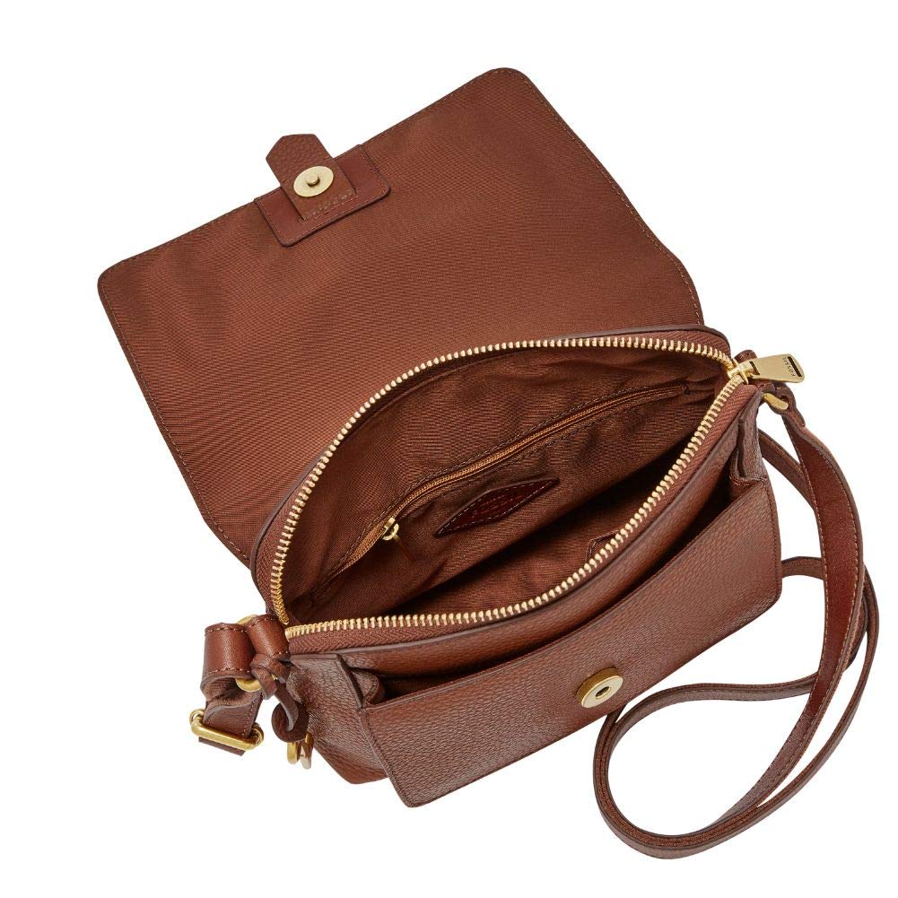 Brown Leather Small Crossbody Handbag F5403