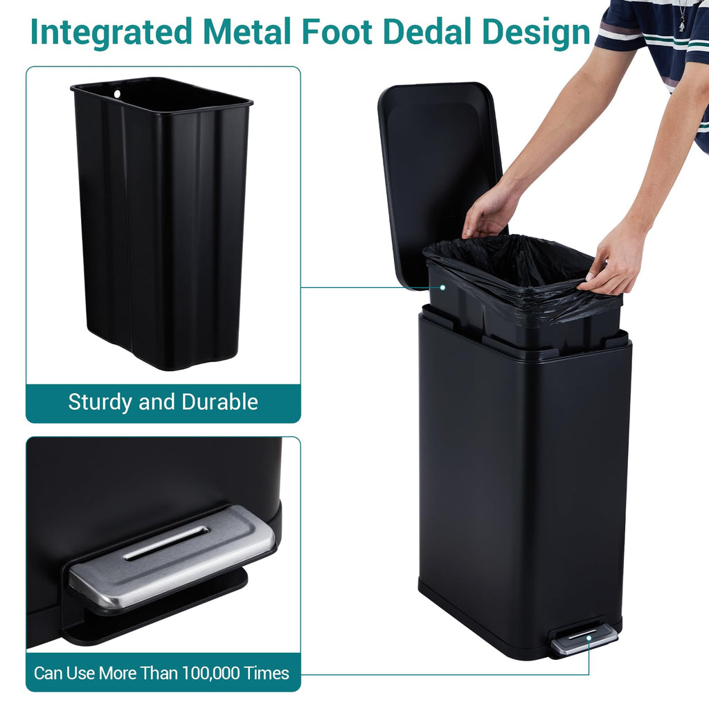 50L Slim Stainless Steel Trash Can with Lid Z4203