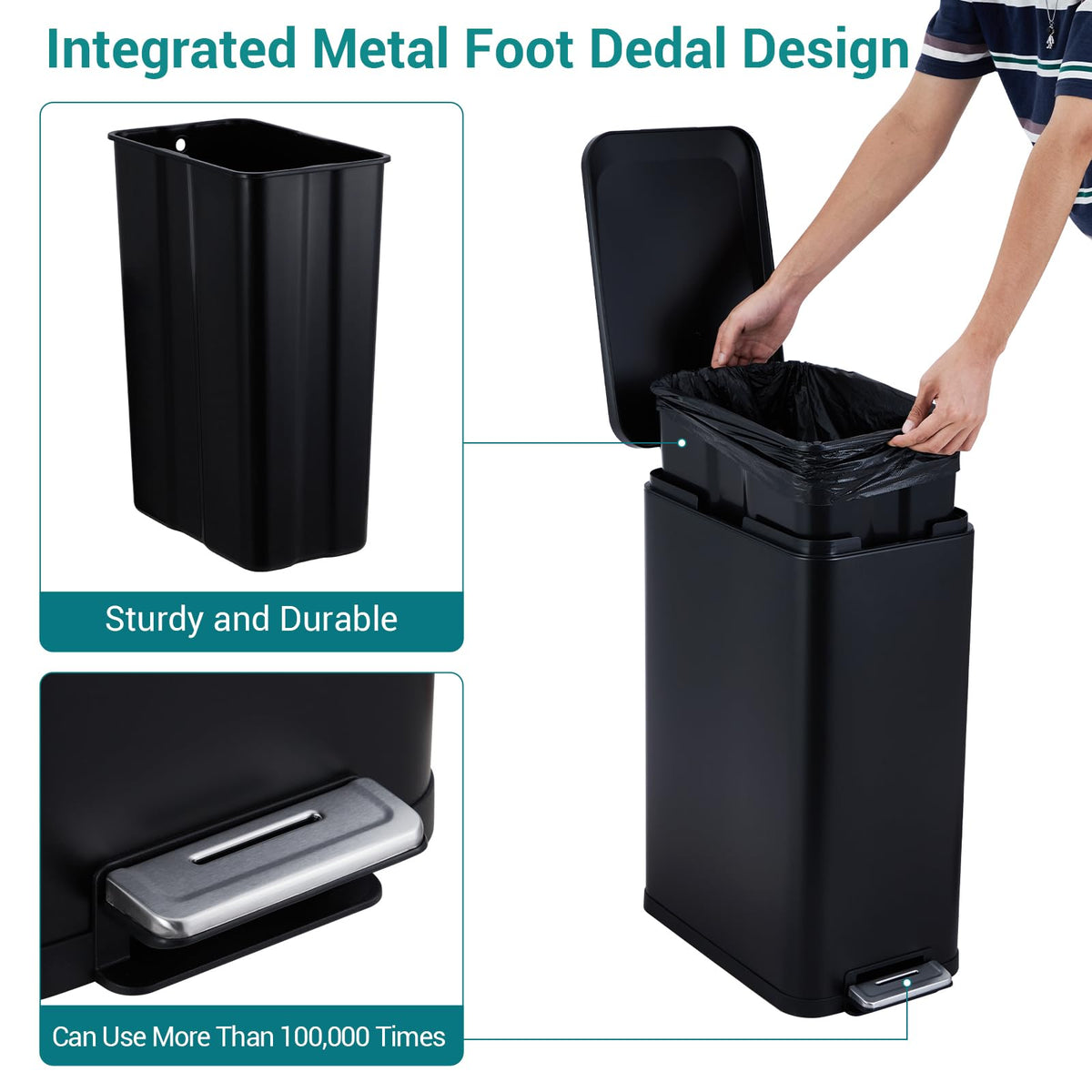 50L Slim Stainless Steel Trash Can with Lid Z4203