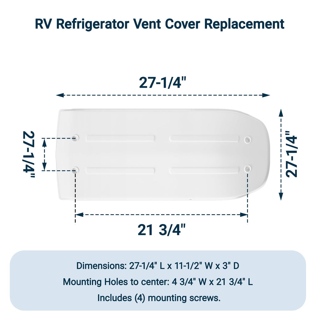 White RV Refrigerator Vent Cover Replacement J910682
