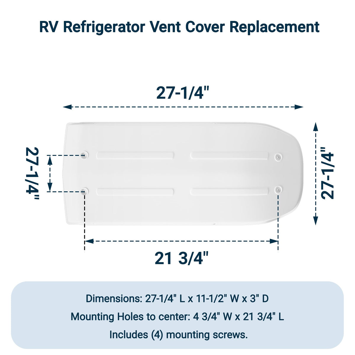 White RV Refrigerator Vent Cover Replacement J910682