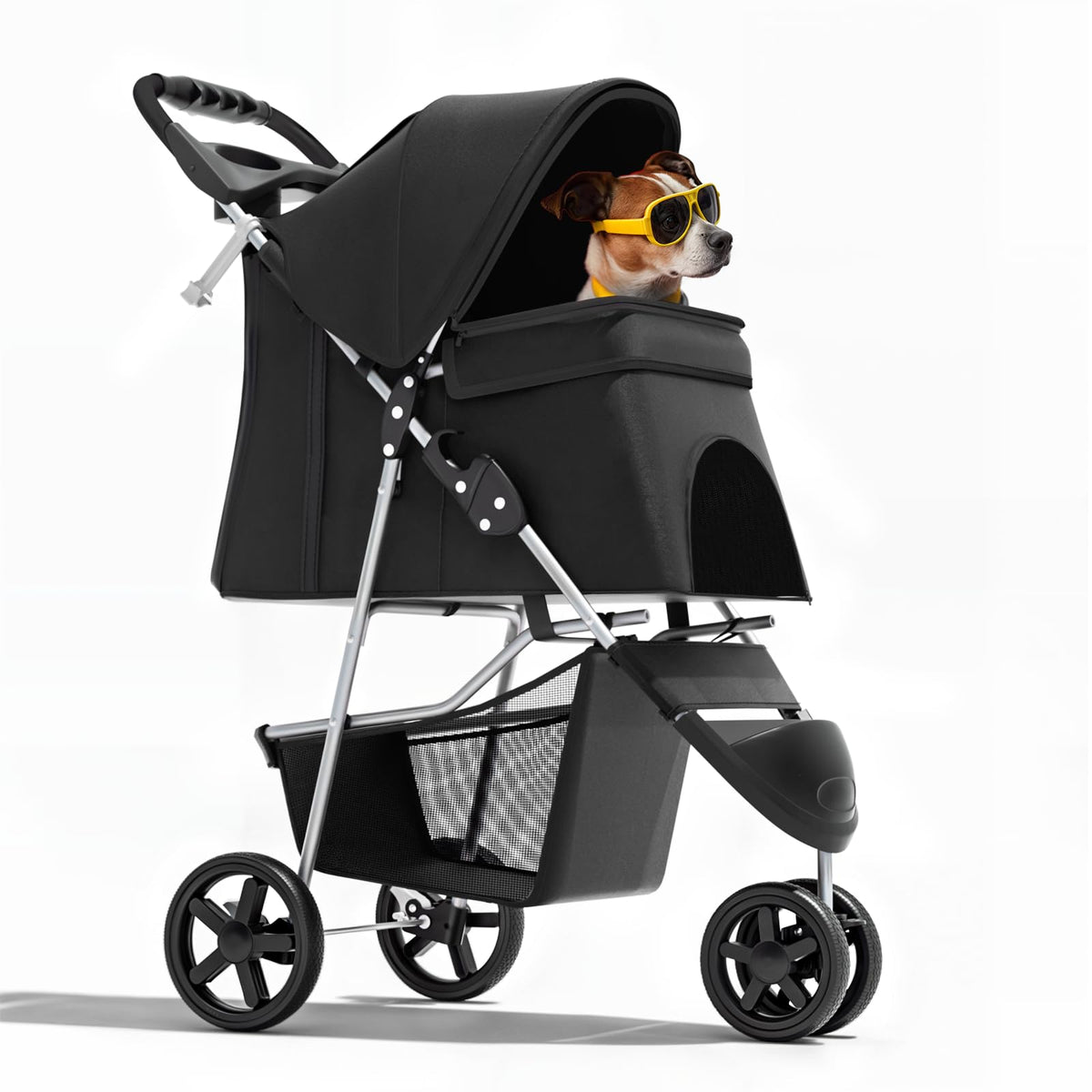 3-Wheel Pet Stroller for Small/Medium Dog Cat, Up to 33lbs, Black A5546