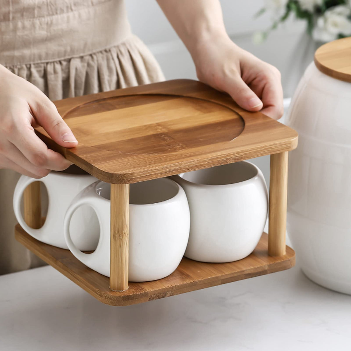 Ceramic Beverage Dispenser with Stainless Steel Spigot N59327