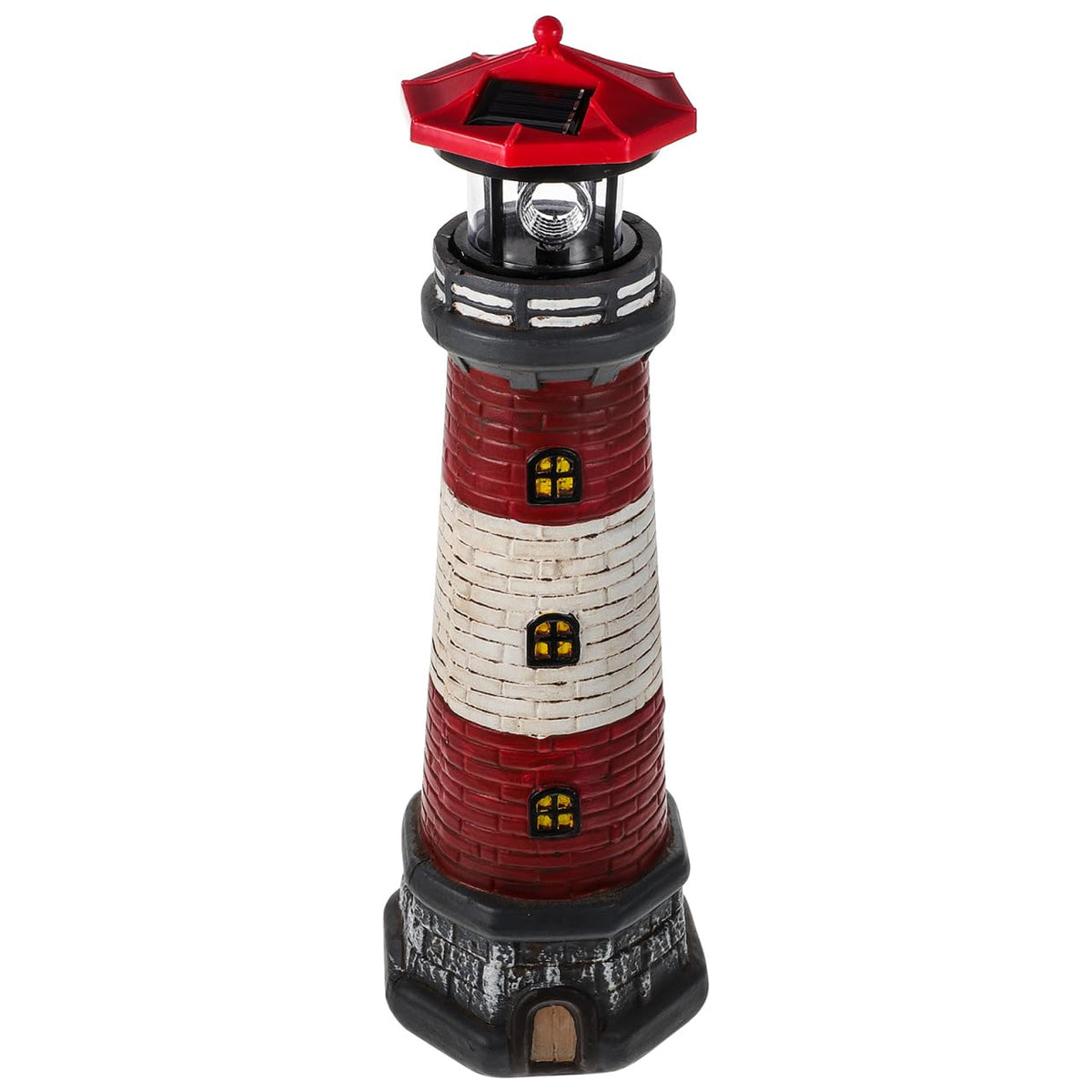 Solar Lighthouse with Rotating LED Lights 15 Inch Tall K359056