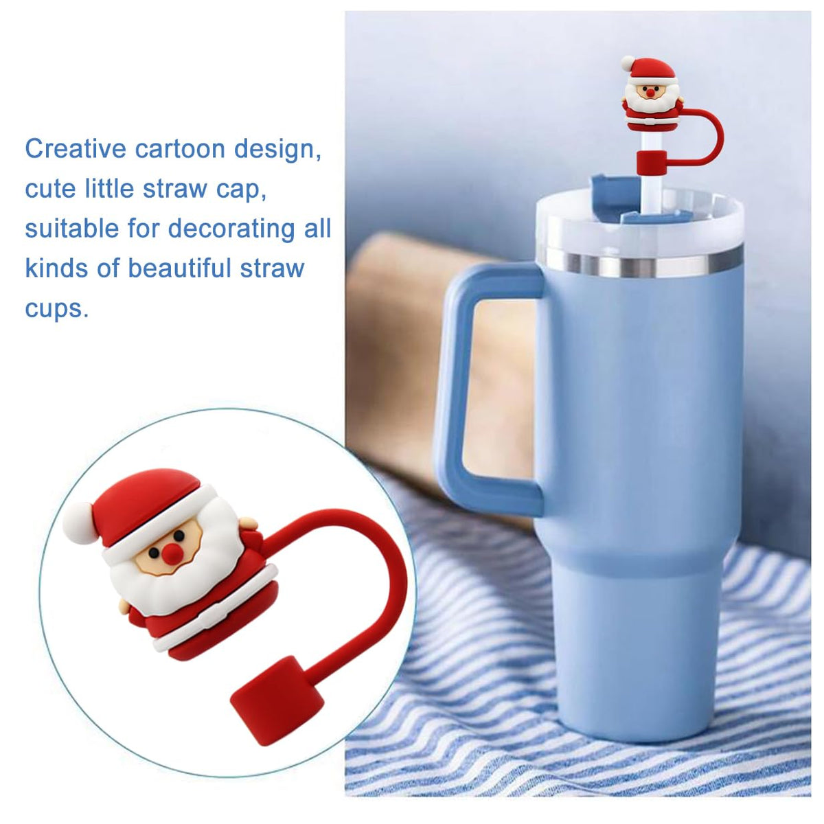 Straw Cover Cap for 30&40 Oz Tumbler, 10mm Reusable Straw Tips Lids F6099
