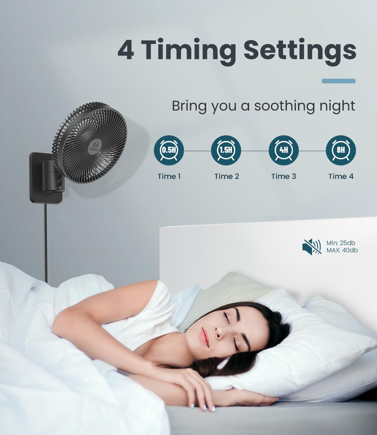 8 Inch Wall Mounted Fan with Remote Control, 4 Speeds, Black Y825