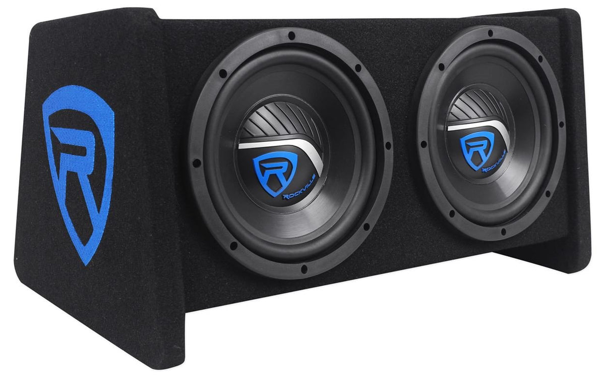 Dual 8" Car Subwoofer Enclosure with Mono Amp & Wiring Kit U537056