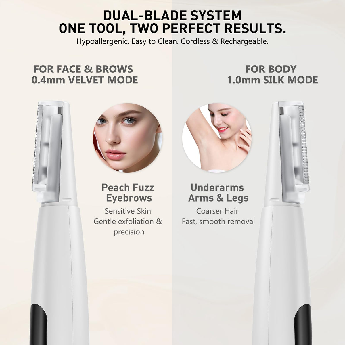 3 Speeds LED Electric Dermaplaning Tool with 12 Replaceable Blades W497