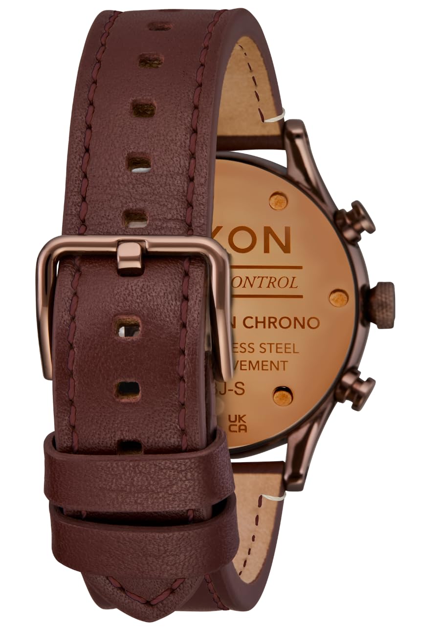 Chocolate Brown Leather Chrono Watch I396