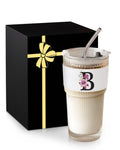 Glass Cup with Lid Straw Clear Tumbler Q3684