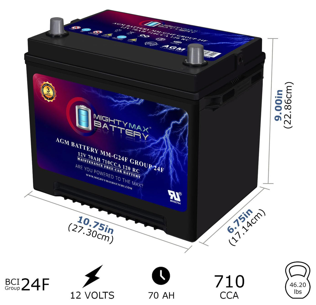 12V 70Ah AGM Replacement Battery Q5071