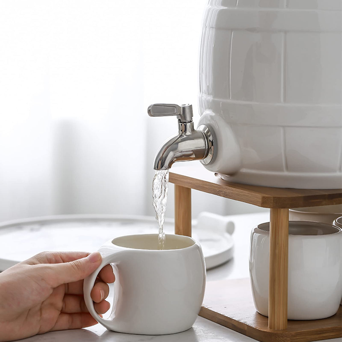 Ceramic Beverage Dispenser with Stainless Steel Spigot N59327