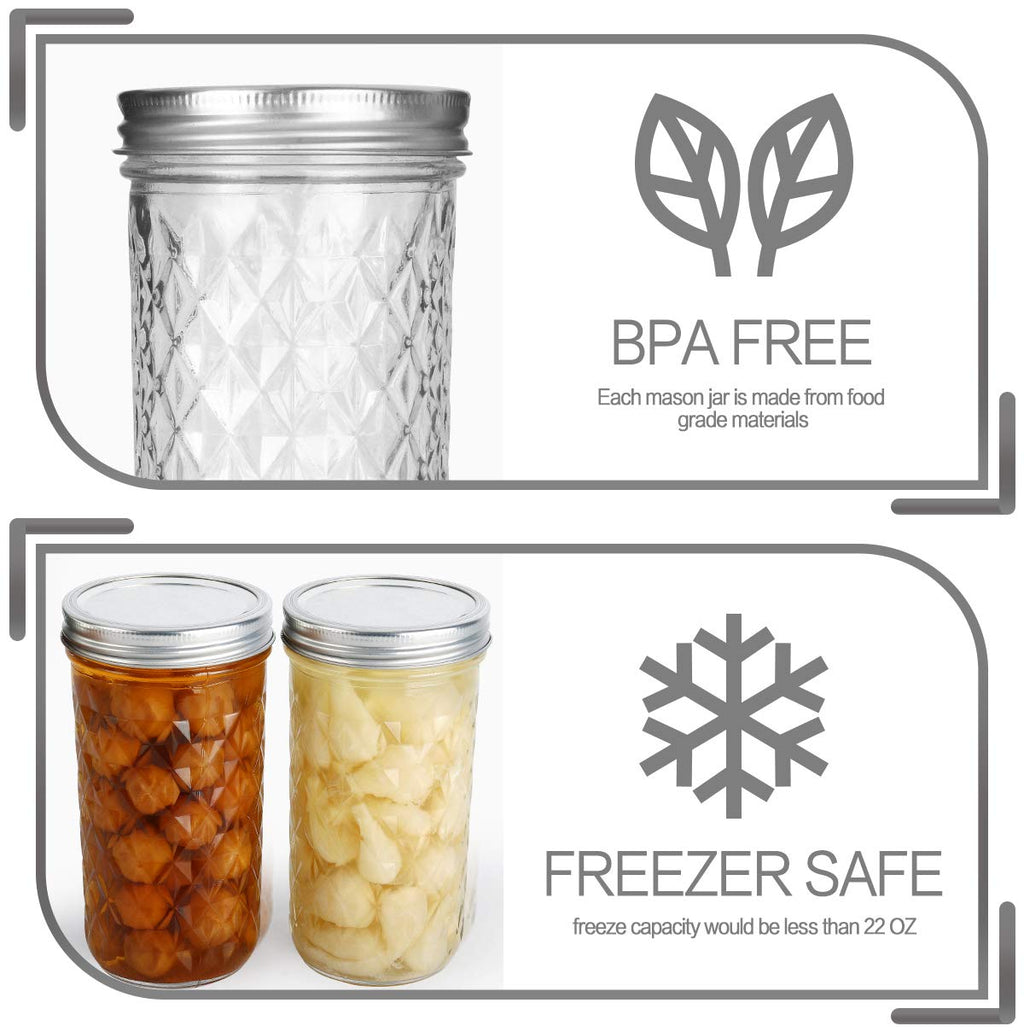 22 oz Wide Mouth Mason Jars with Lids and Bands T955