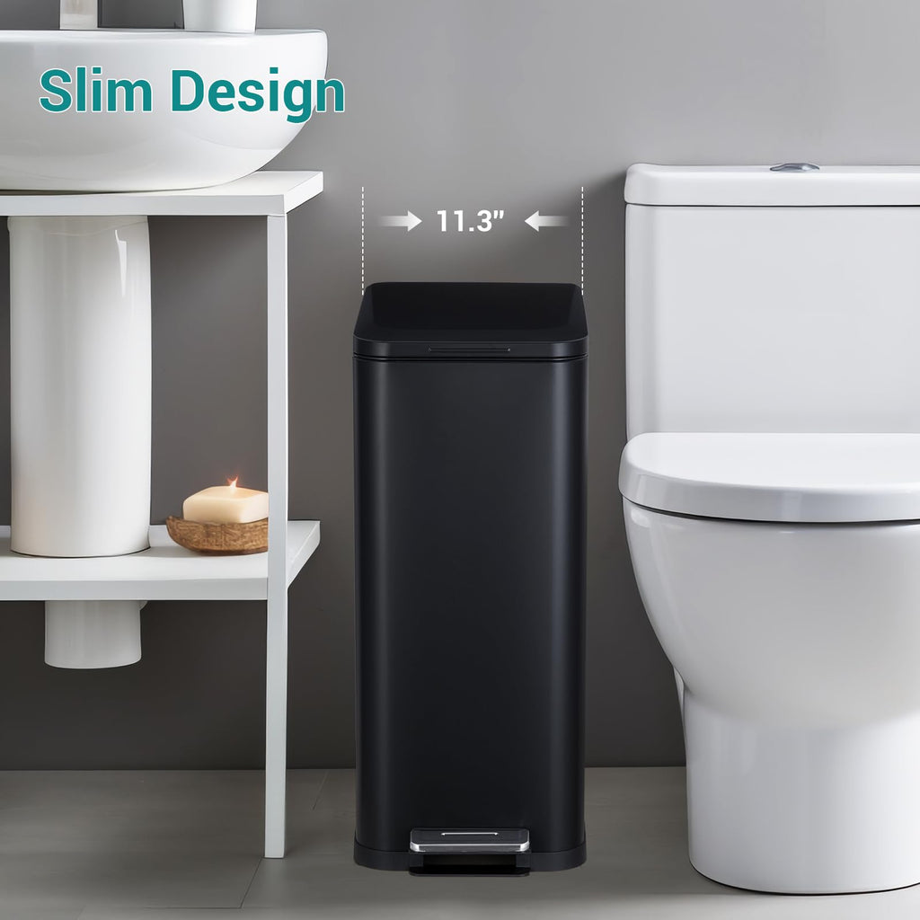 50L Slim Stainless Steel Trash Can with Lid Z4203