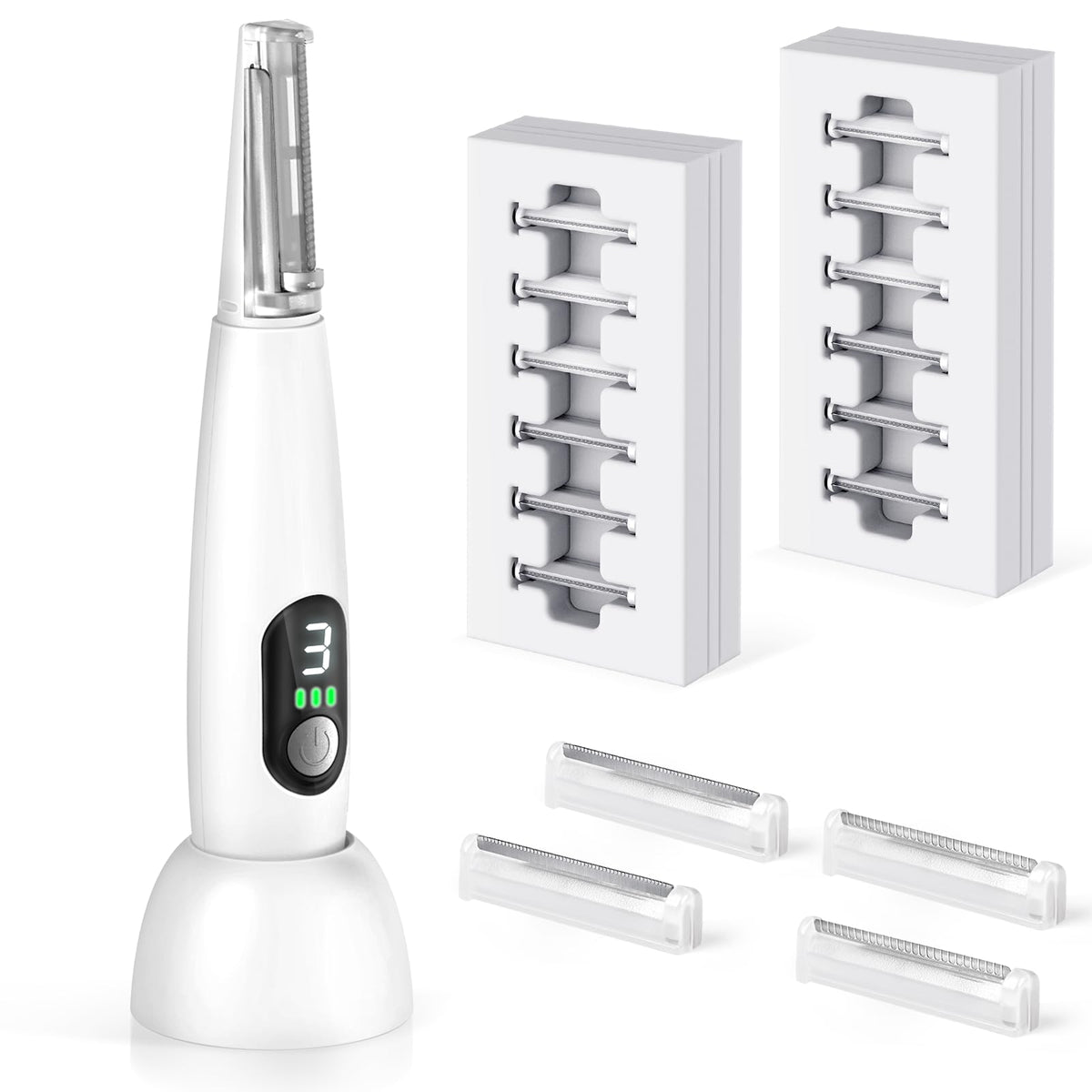 3 Speeds LED Electric Dermaplaning Tool with 12 Replaceable Blades W497
