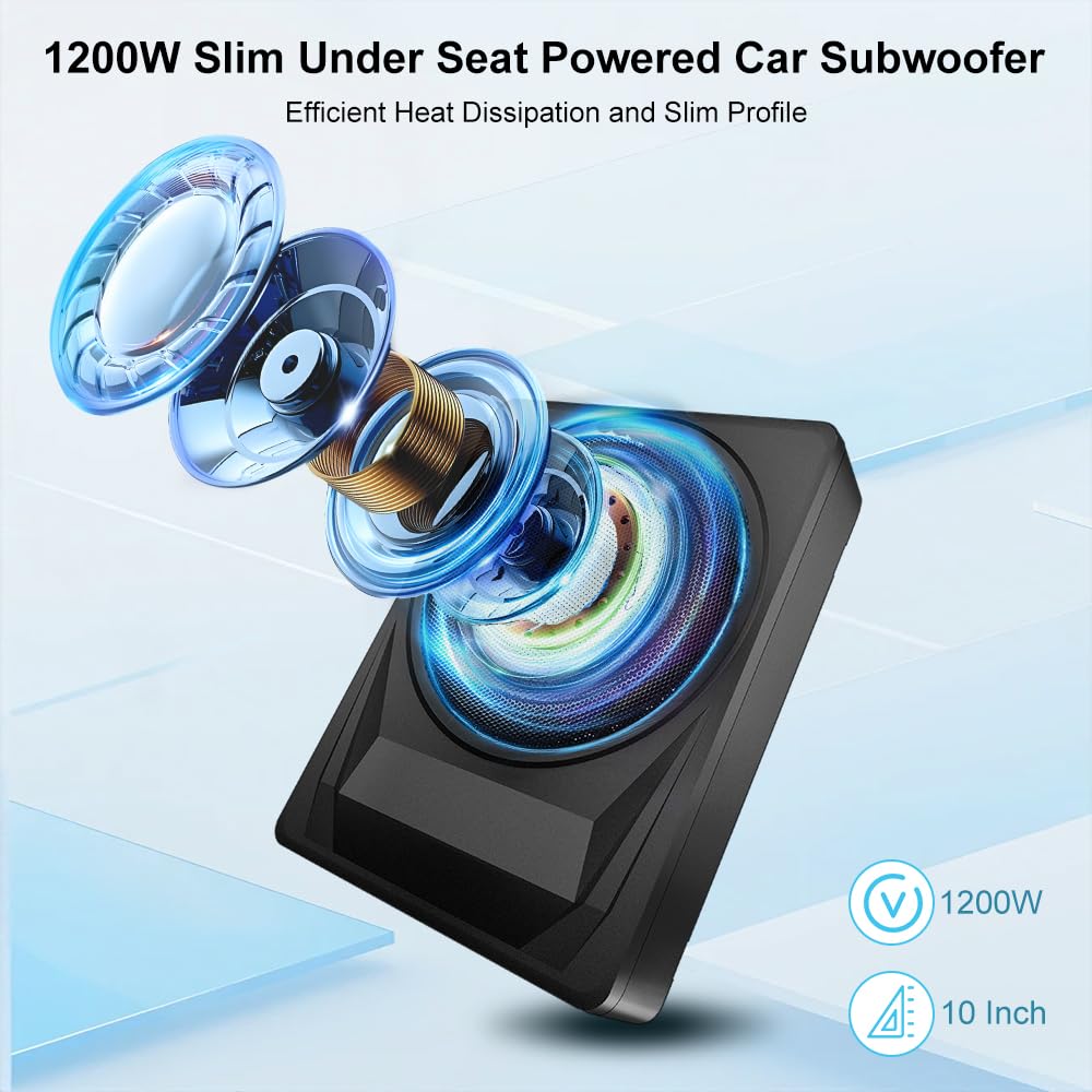 1200W 10 Inch Slim Under Seat Car Subwoofer H48943