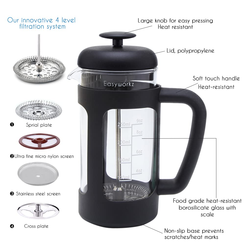 12 oz French Press Coffee Tea Maker with Measuring Coffee Spoon E1610