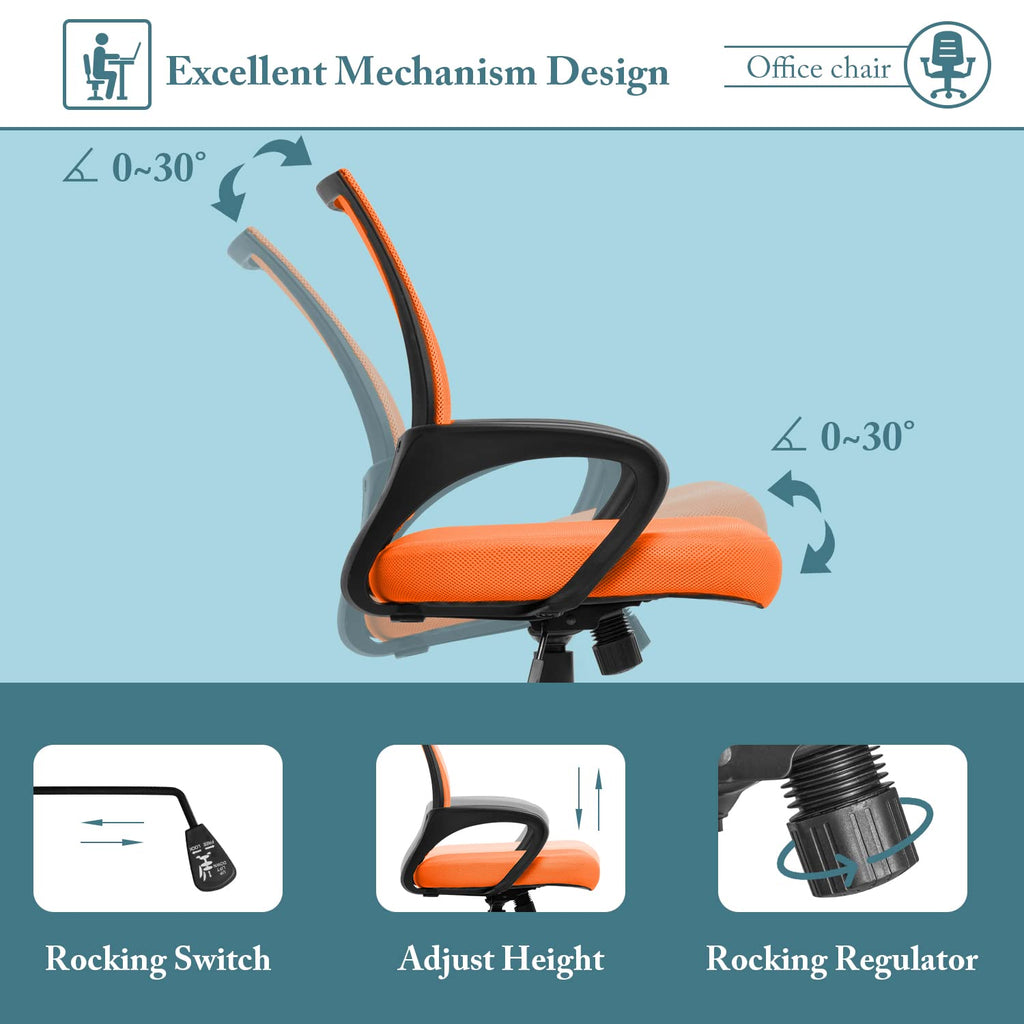 Orange Mesh Ergonomic Office Chair Q48482