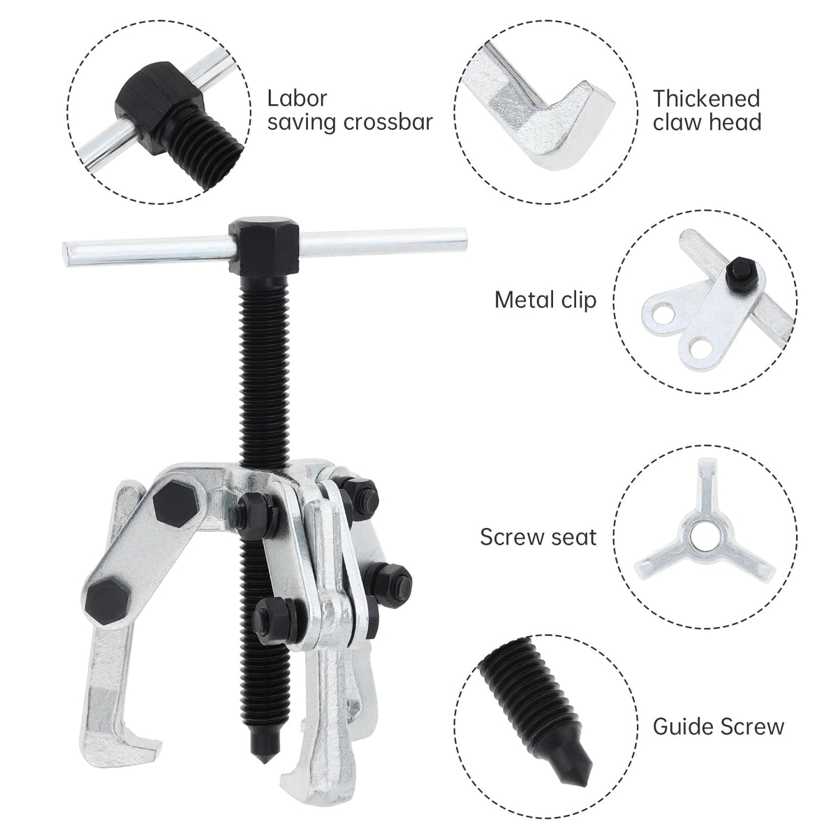 2.36 Inch Adjustable High Carbon Steel 3-Jaw Gear Puller Tool T16550