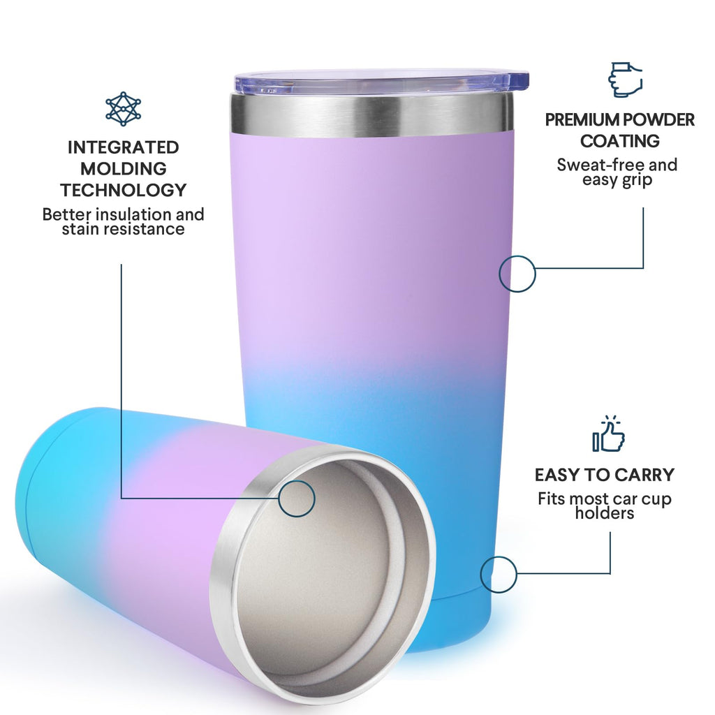 20oz Stainless Steel Insulated Tumbler with Lid and Straw 4 Pack R19537