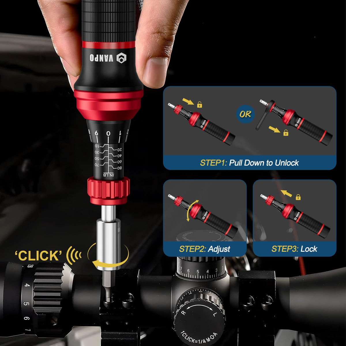 Torque Screwdriver, 10–80 in-lb, 64 Pieces P17339