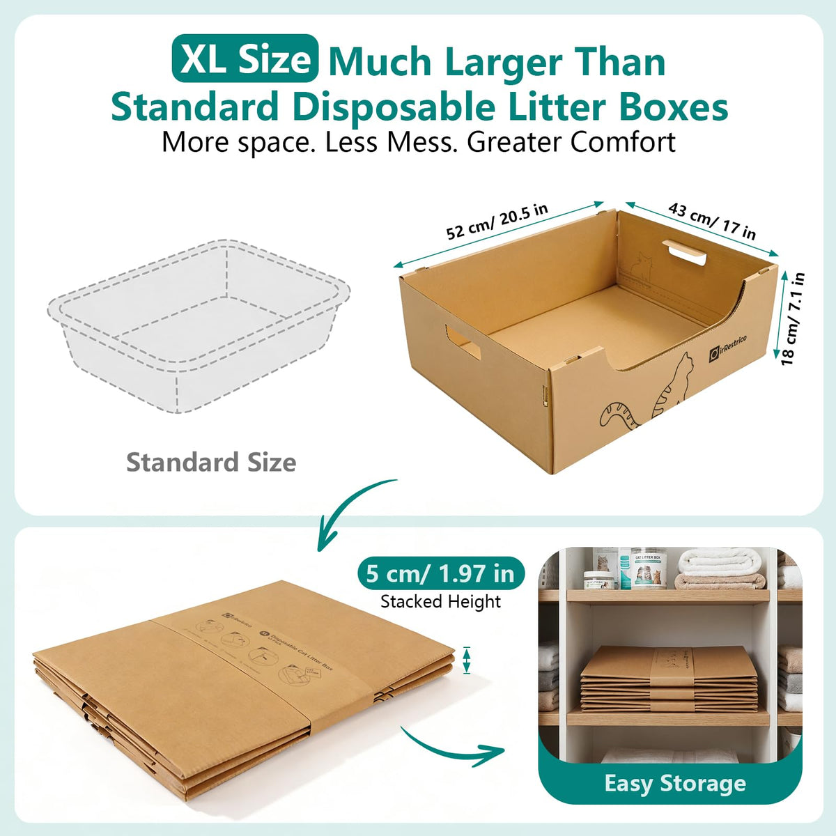 3-Pack Jumbo Disposable Cardboard Cat Litter Box S341