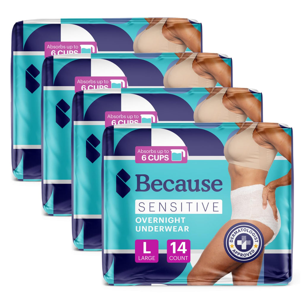 Adult Incontinence Underwear for Sensitive Skin, White Large, 56 Count J72835