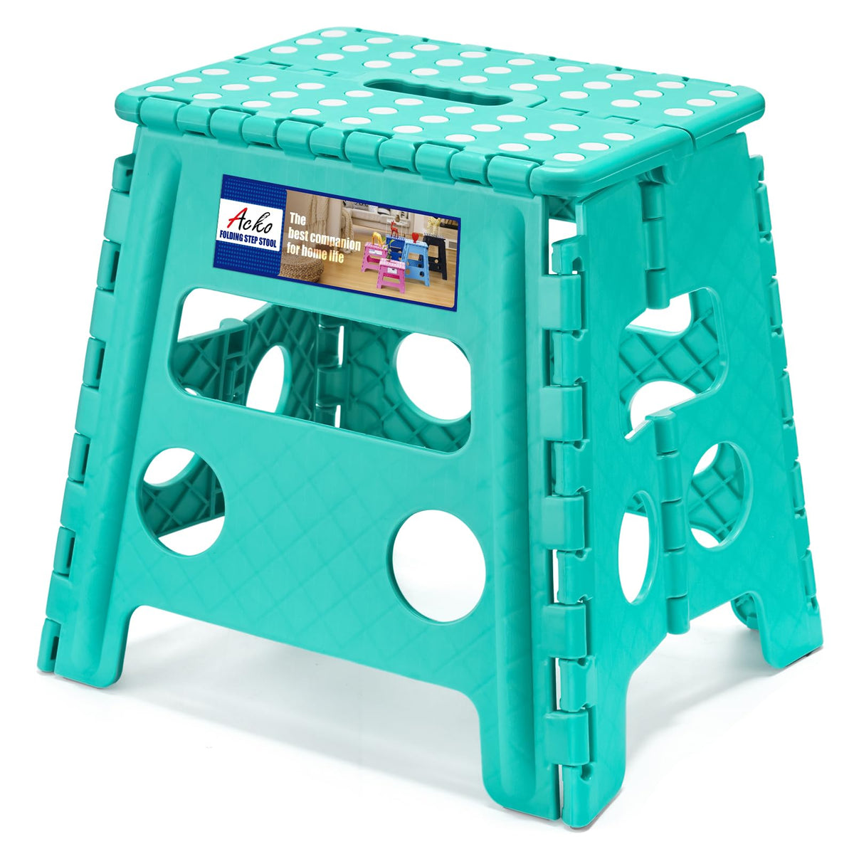 Teal 13 Inch Folding Step Stool T68026
