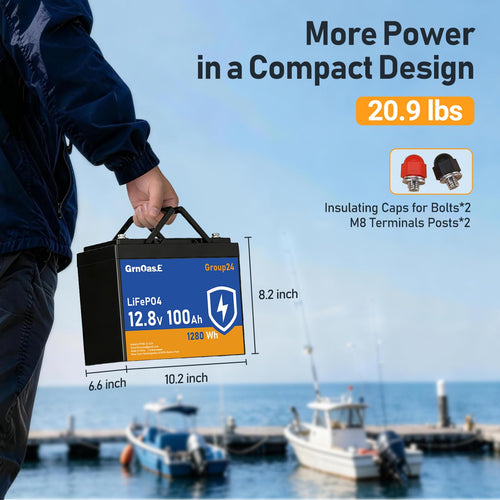 12V 100Ah LiFePO4 Deep Cycle Battery with 100A BMS W41680