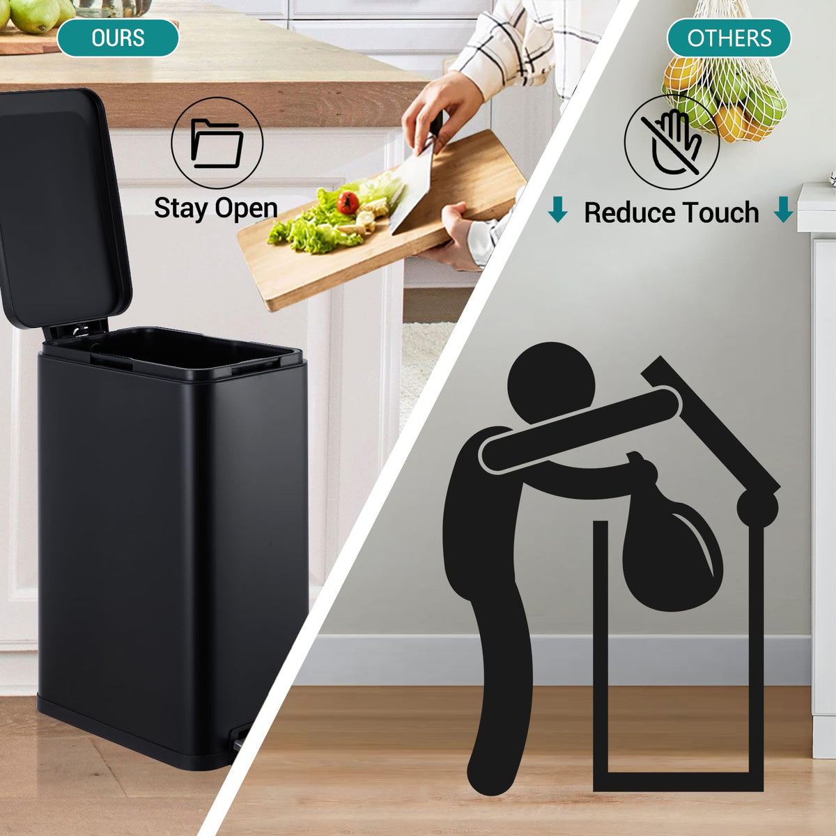 50L Slim Stainless Steel Trash Can with Lid Z4203