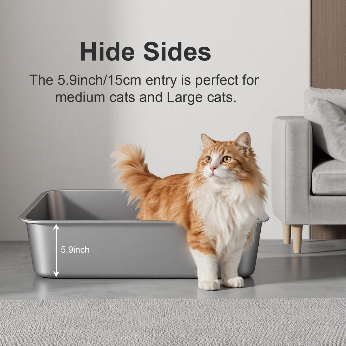 X-Large High Sided Stainless Steel Cat Litter Box O518