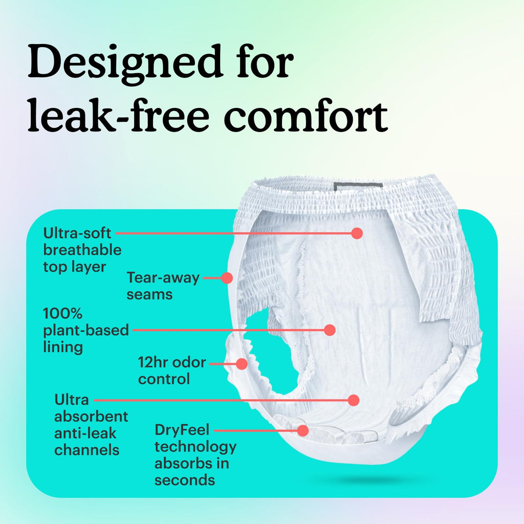 Adult Incontinence Underwear for Sensitive Skin, White Large, 56 Count J72835