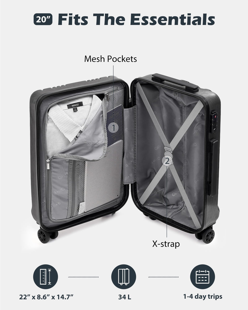 PC+ABS Hardshell Luggage with TSA Lock and Spinner Wheels W91137