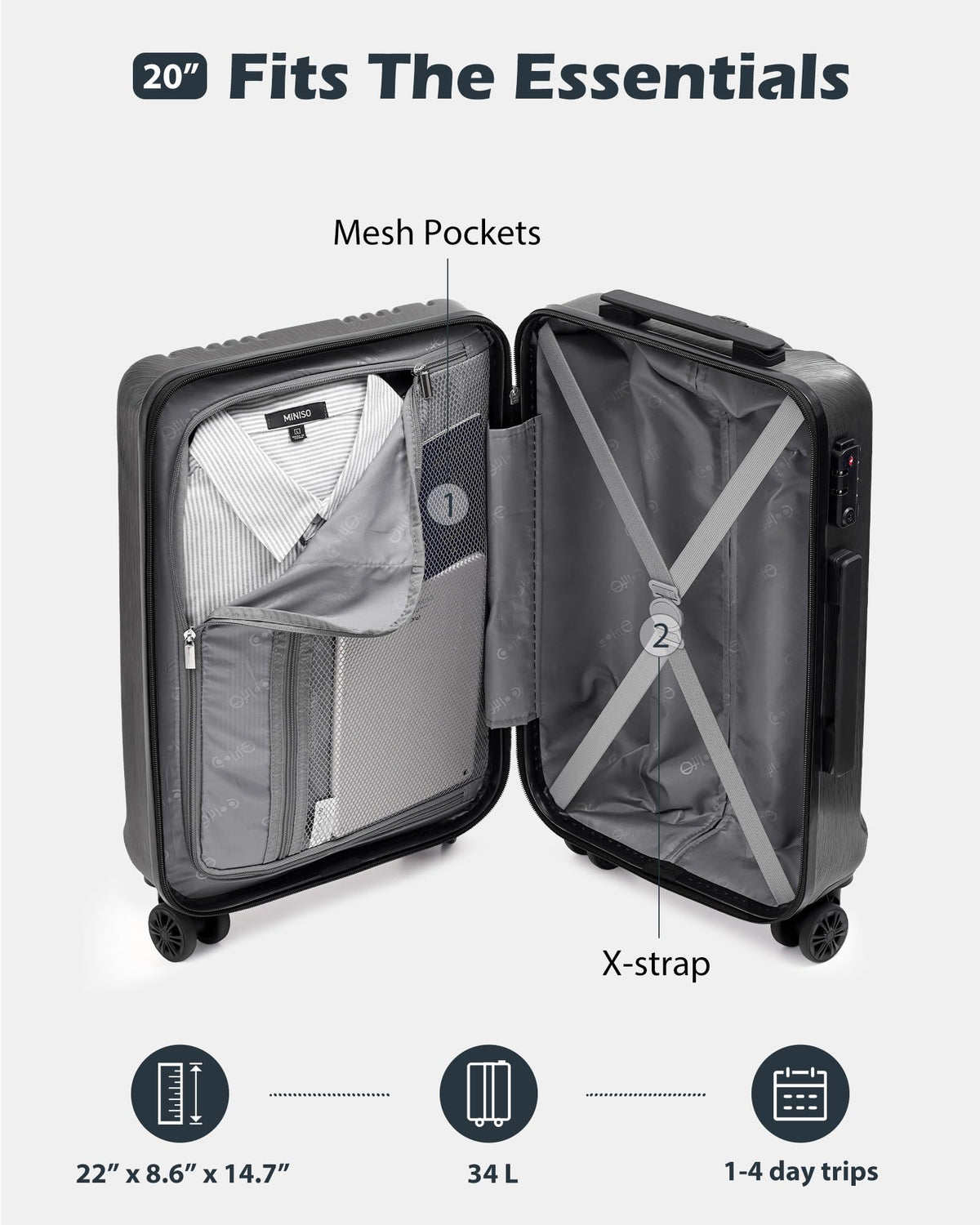 PC+ABS Hardshell Luggage with TSA Lock and Spinner Wheels W91137
