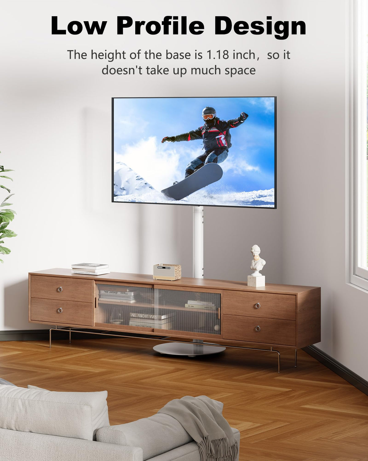 White Rolling TV Stand for 32-55 Inch TVs H8496