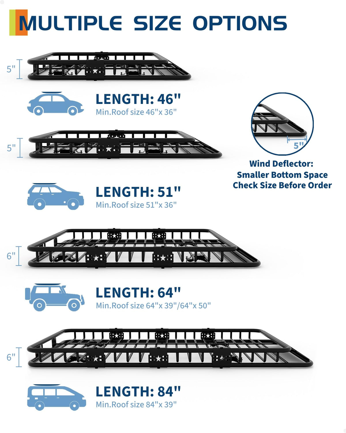 46" x 36" 200 Lbs Capacity Roof Rack Cargo Carrier Basket D40357