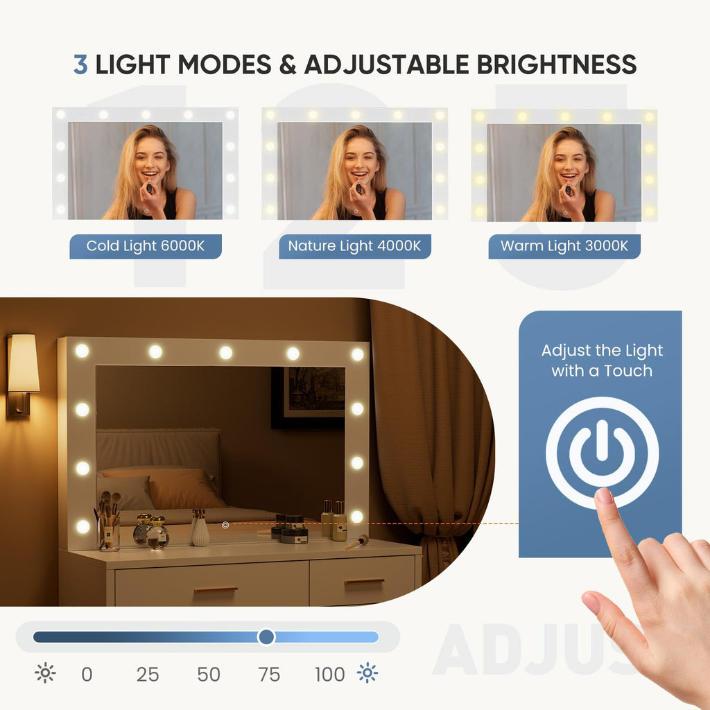 Vanity Desk with Mirror and Lights Q714