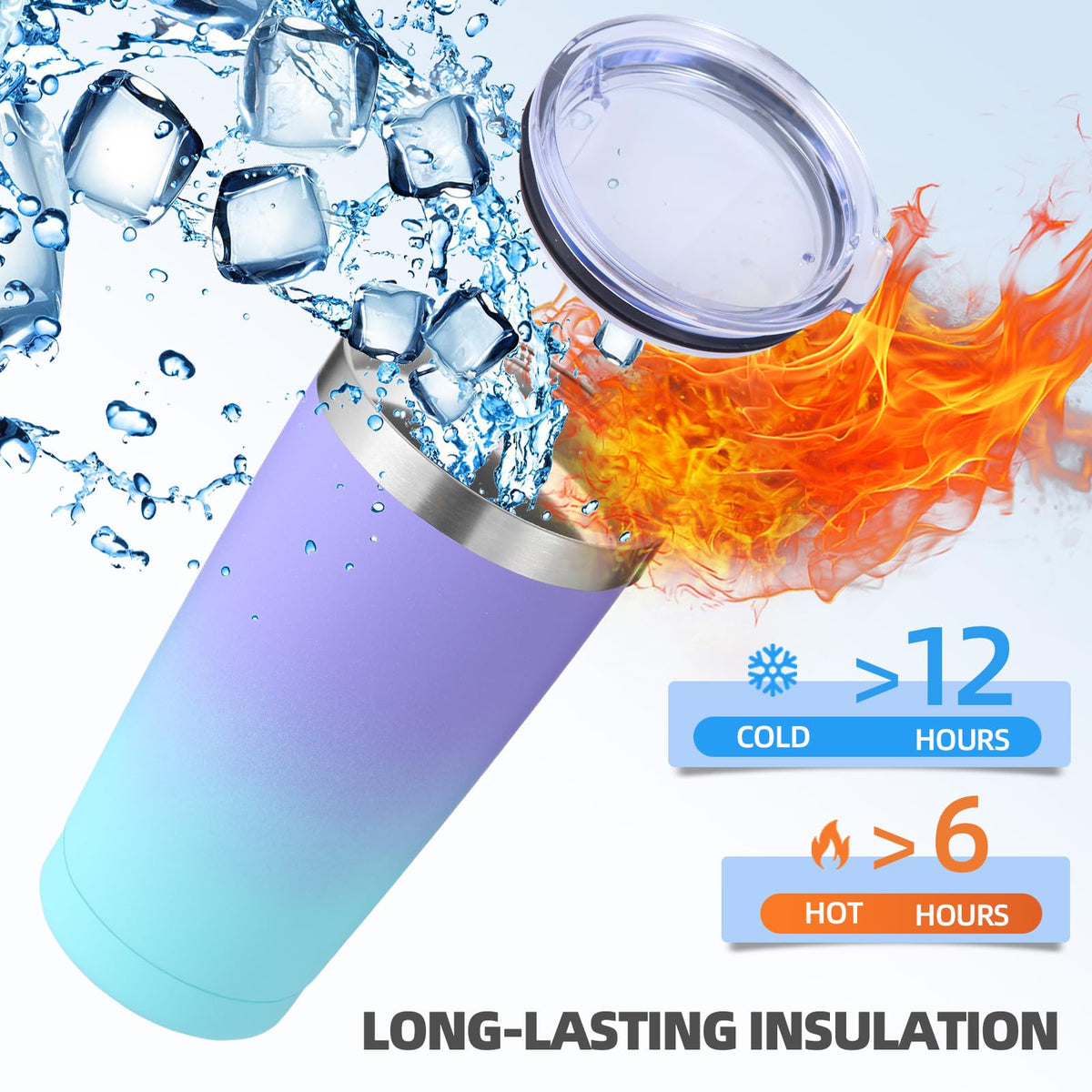 20oz Stainless Steel Insulated Tumbler with Lid and Straw 4 Pack R19537