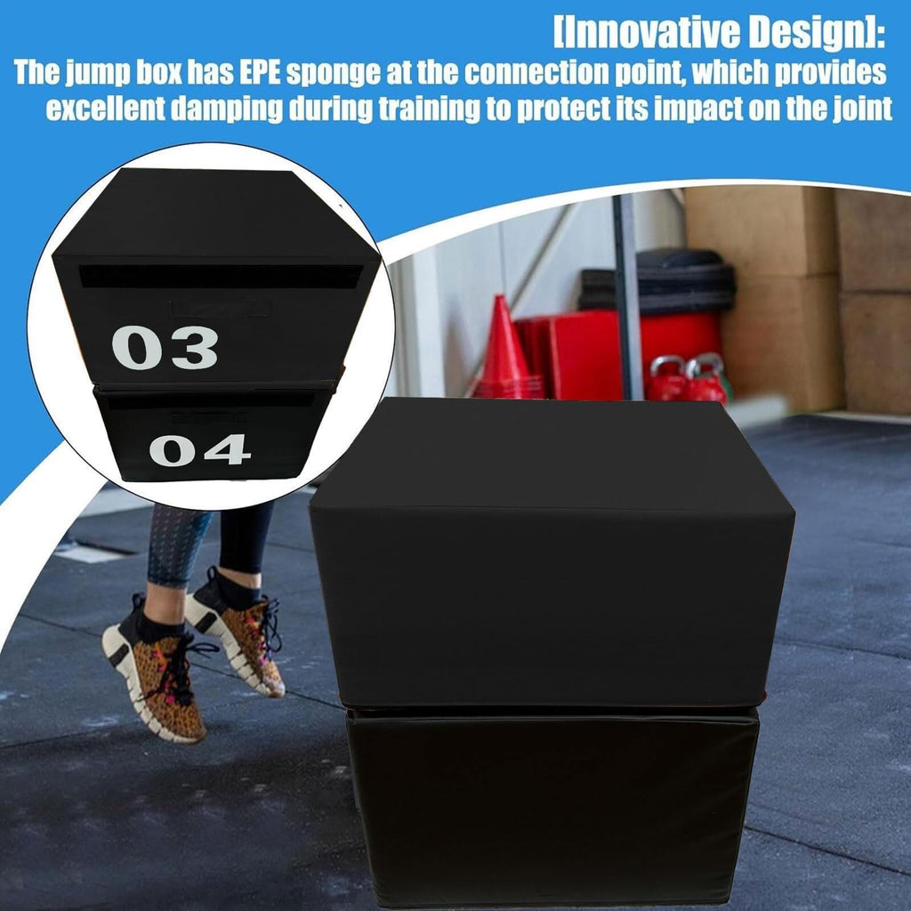 4-in-1 Foam Jumping Exercise Box Non-slip PU Leather Cover E561390