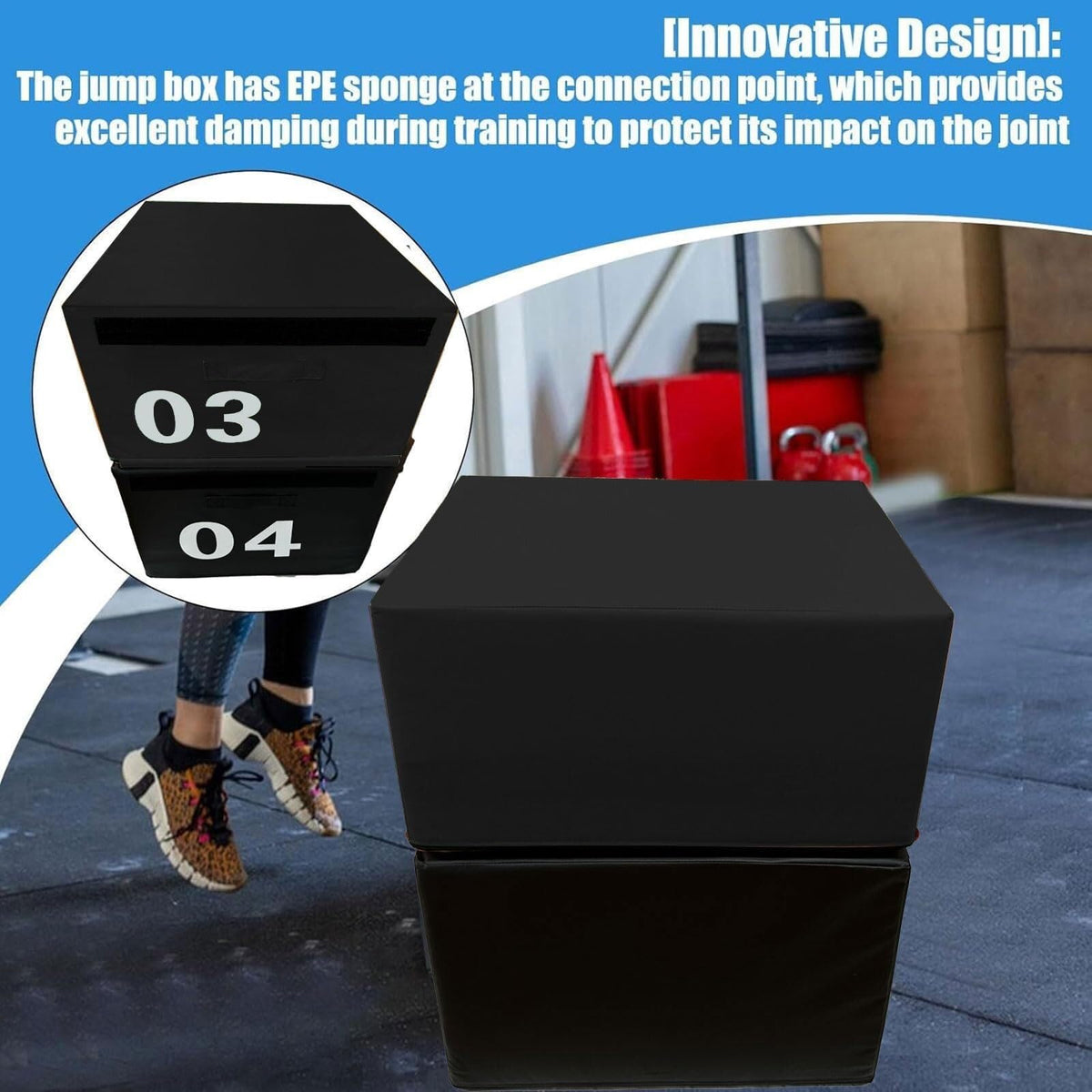 4-in-1 Foam Jumping Exercise Box Non-slip PU Leather Cover E561390