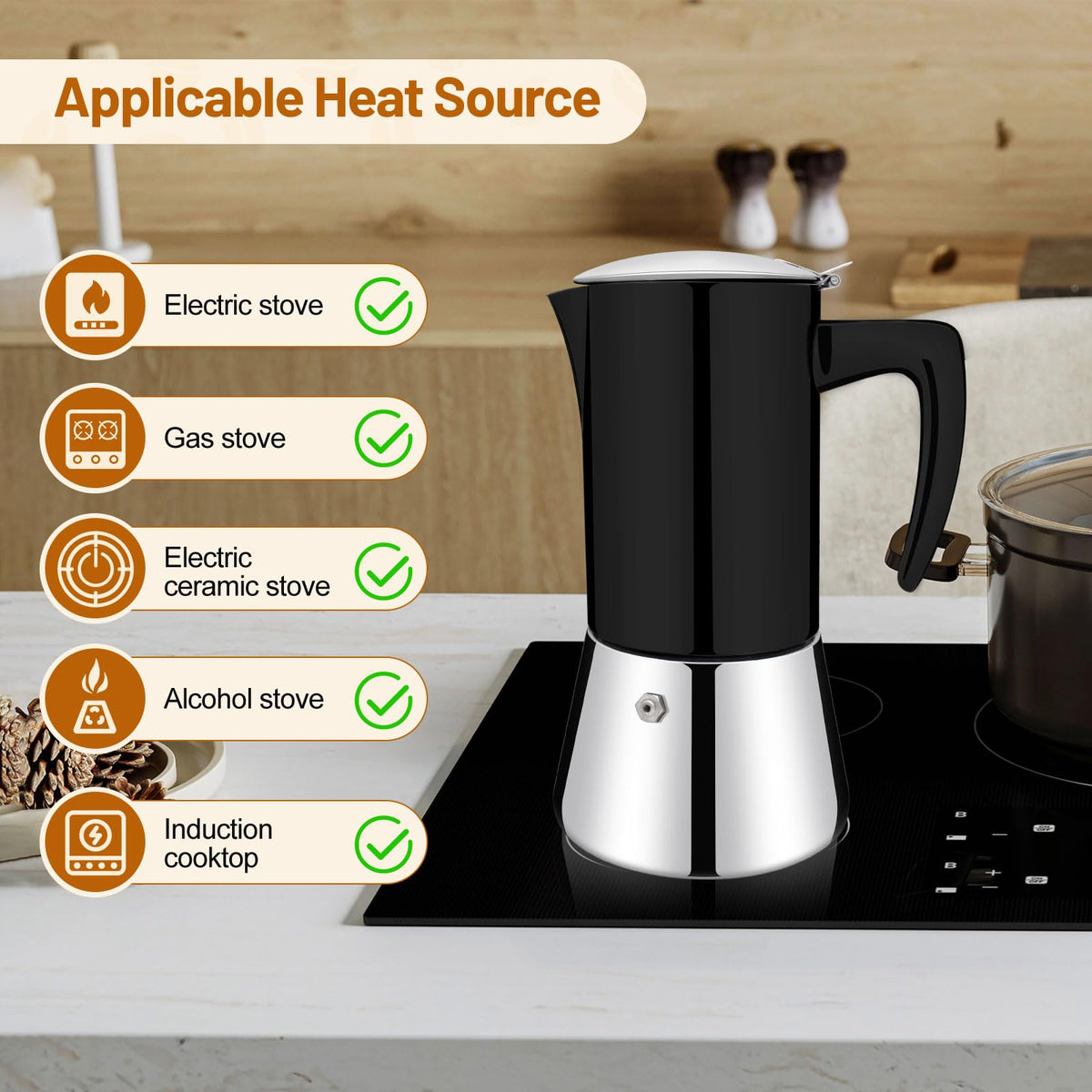 12 Cup Thickened 304 Stainless Steel Moka Pot R9624