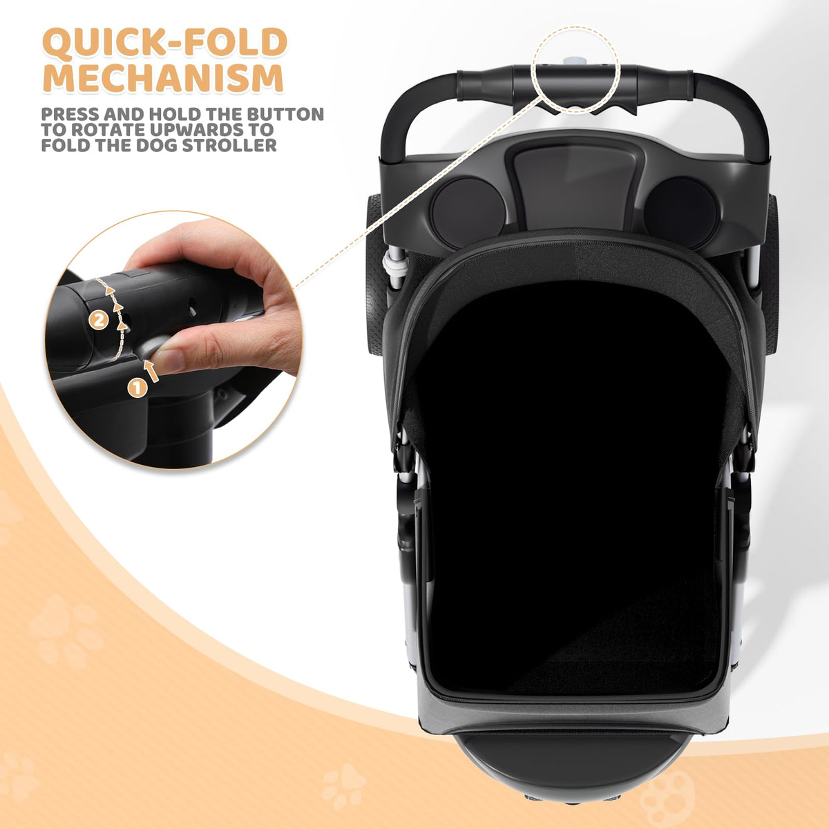 3-Wheel Pet Stroller for Small/Medium Dog Cat, Up to 33lbs, Black A5546