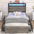 Twin Size Bed Frame with 4 Storage Drawers U810